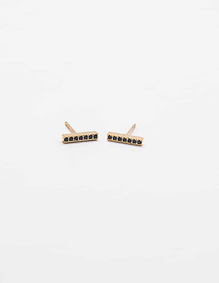 Black Pavé Gold Bar Stud sold SINGLE