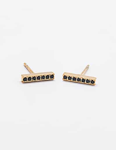 Black Pavé Gold Bar Stud sold SINGLE