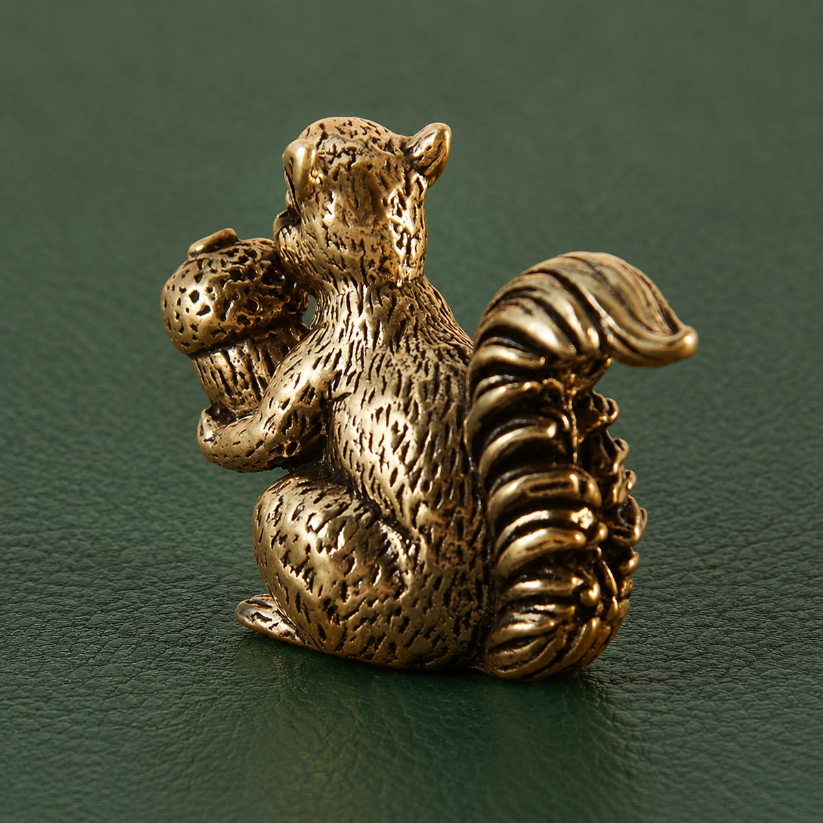 Solid Brass Squirrel with Chestnut Figurine Ornament: A1