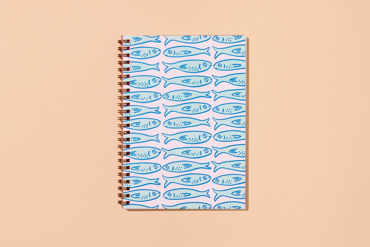 Sardines A5 Lettepress Spiral Notebook