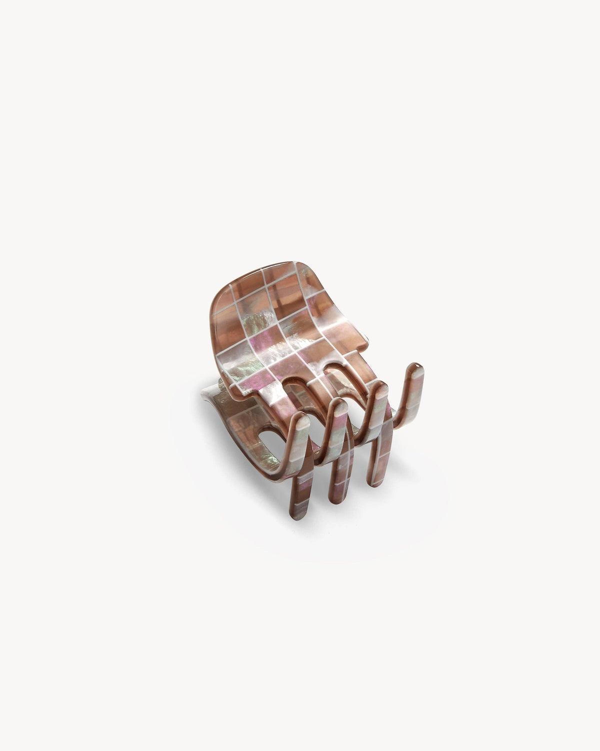 Mini Claw in Brown Shell Checker