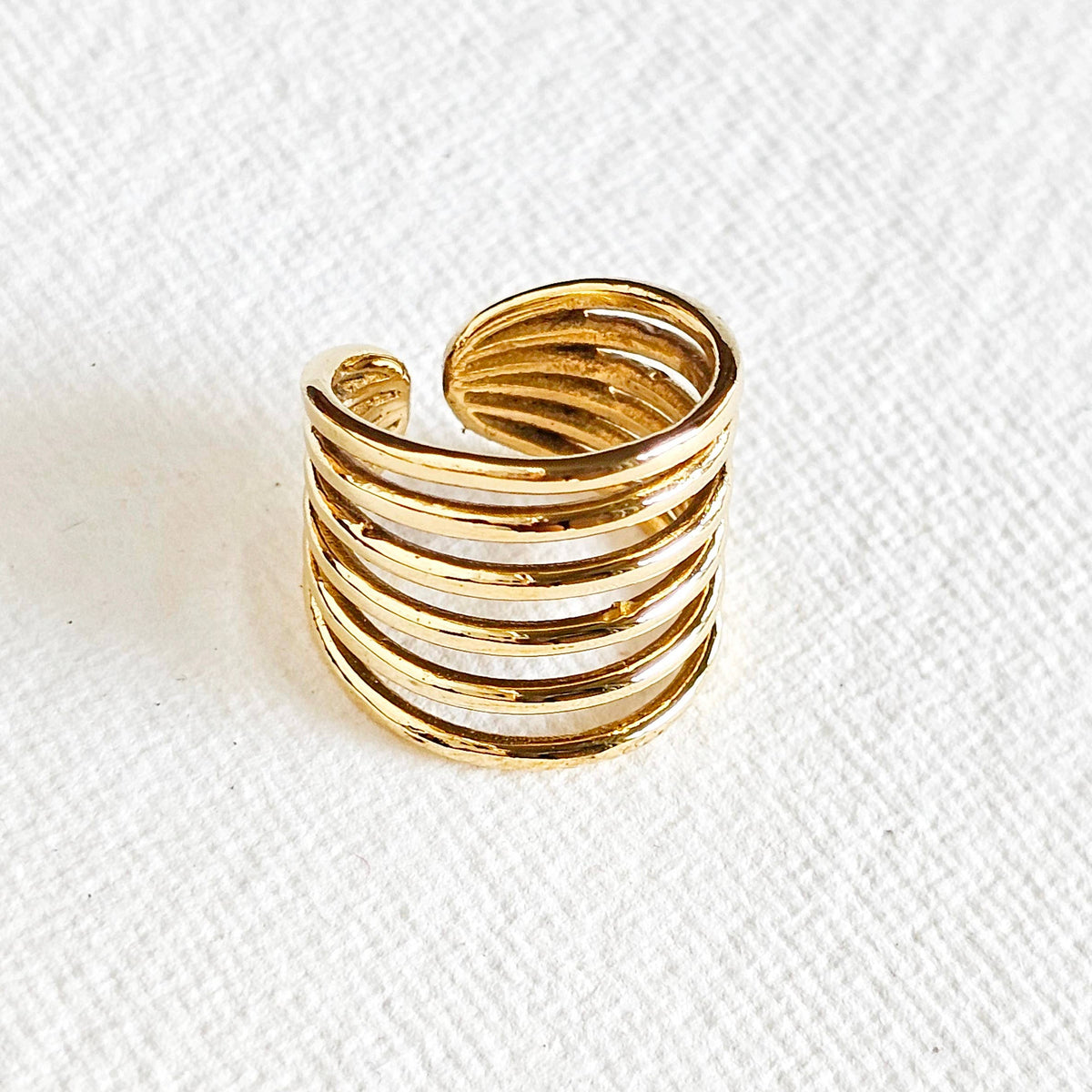 Brass layered ring open adjustable handmade