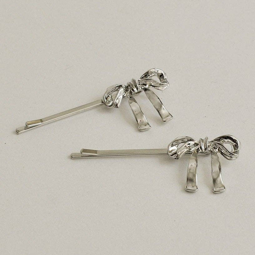 Ribbon Metal Hair Bobby Pins | Silver - sold SINGLE