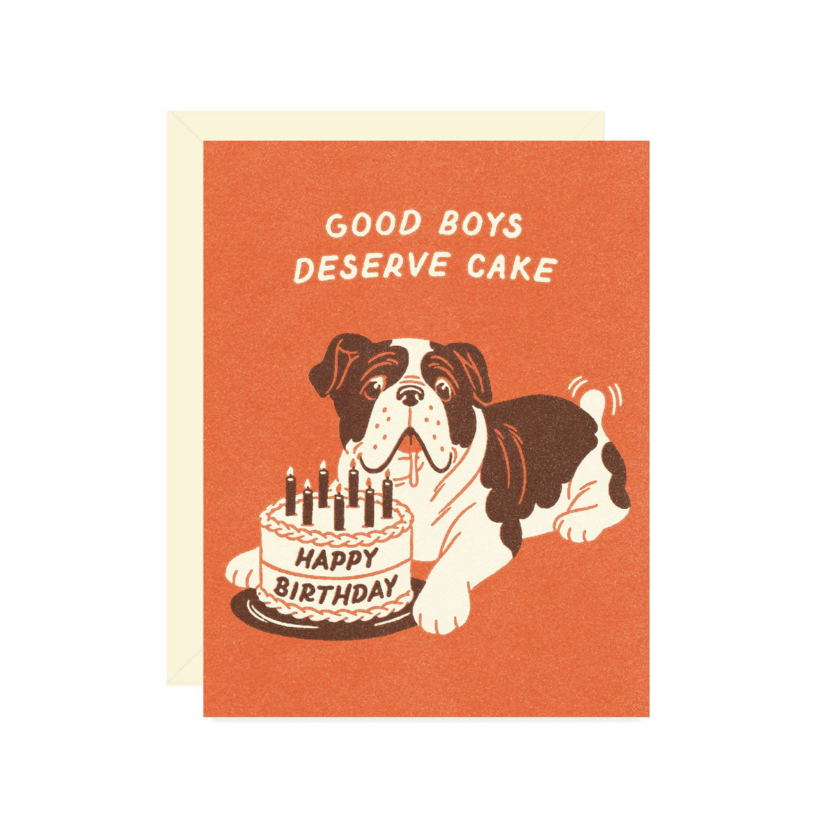 Bulldog and Cake Birthday Card