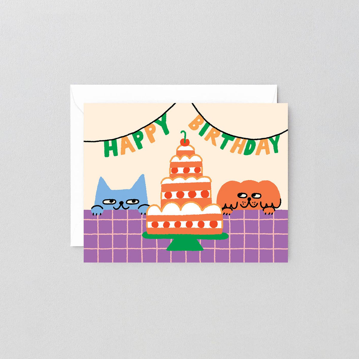 Happy Birthday Cat & Dog Kids Greeting Card