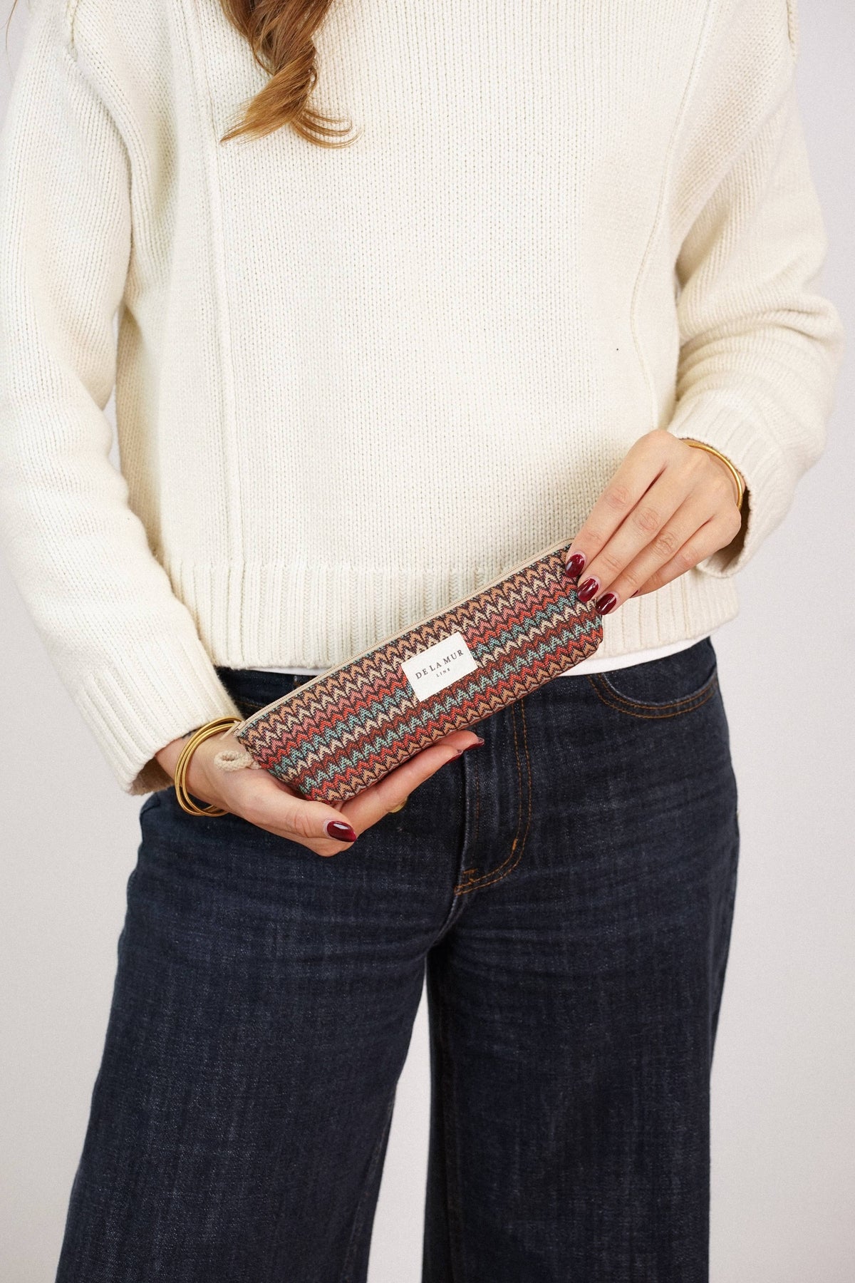 Zigzag Jacquard Pencil Case – Multicolor (Fron)
