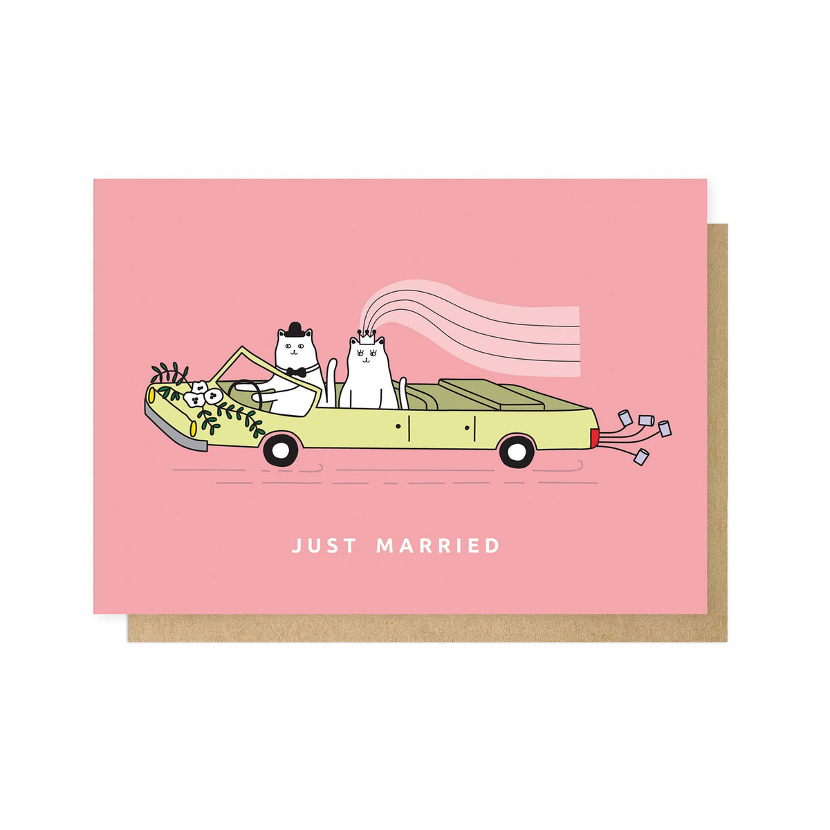 Just Married Cats Greetings Card: Bio-Cello