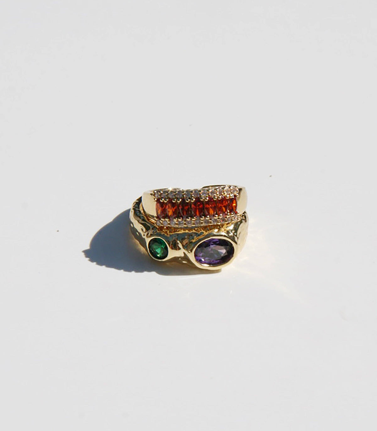 ROCKS RINGS: Gold/Emerald/Violet