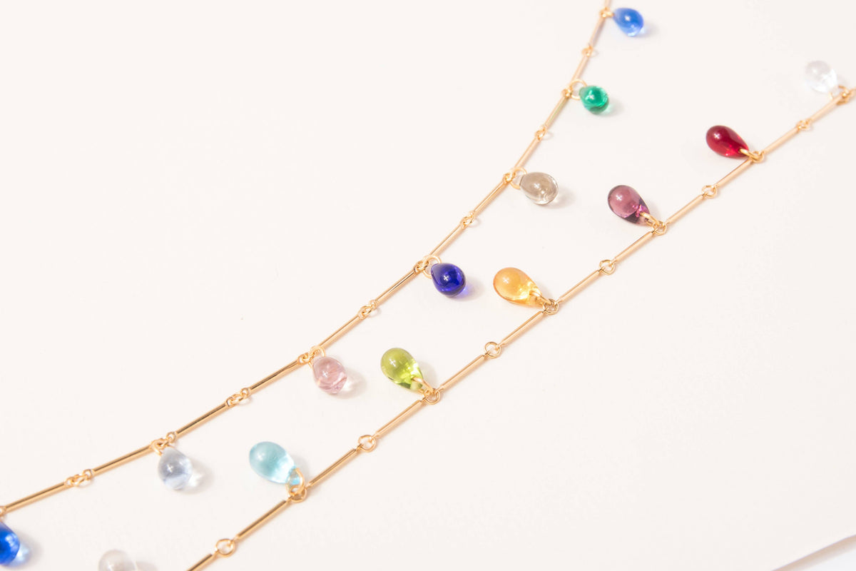 Rainbow Teardrop Necklace / Warm: 18"