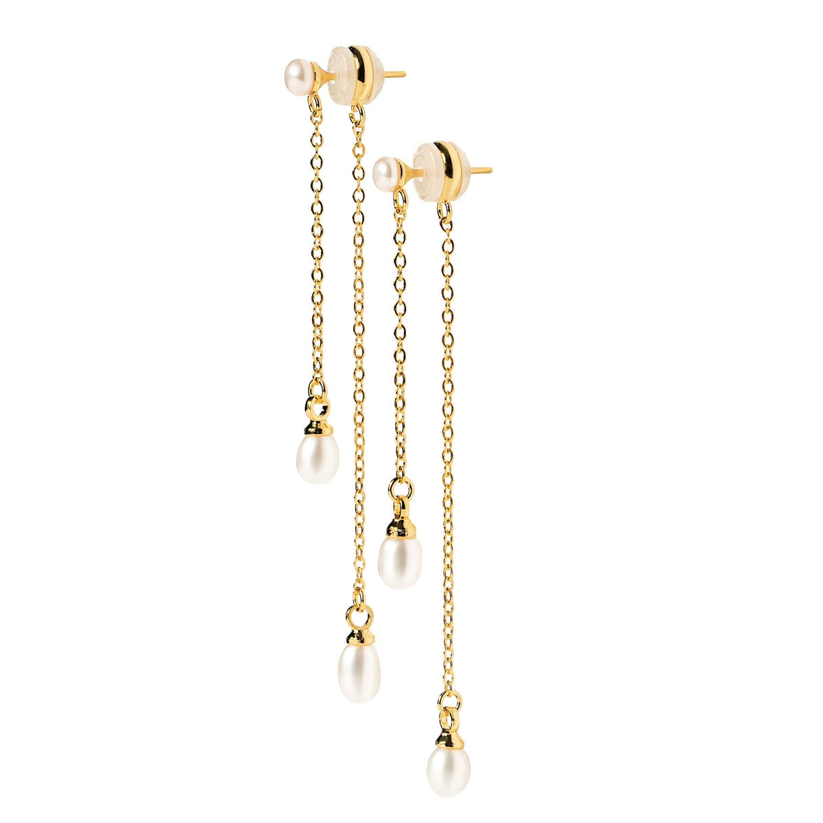 18K Gold Pearl Drop Earrings