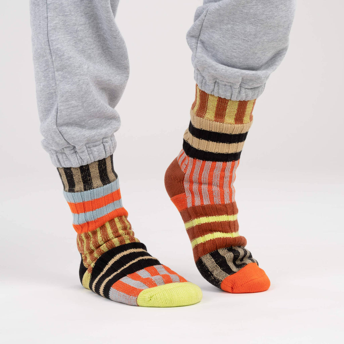 Patchwork Stripe House Socks: Sport (S/M)