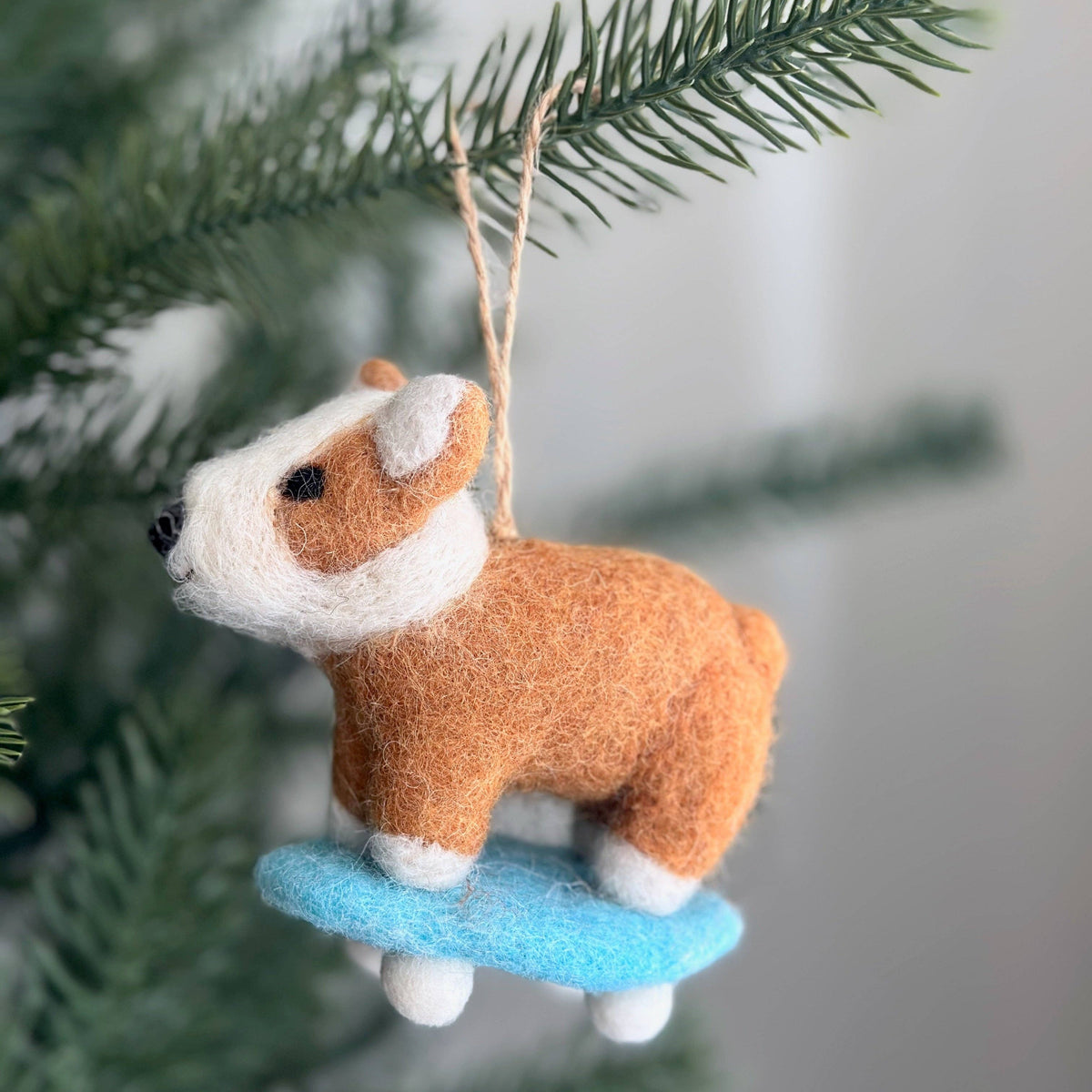 Corgi on a Skateboard Ornament