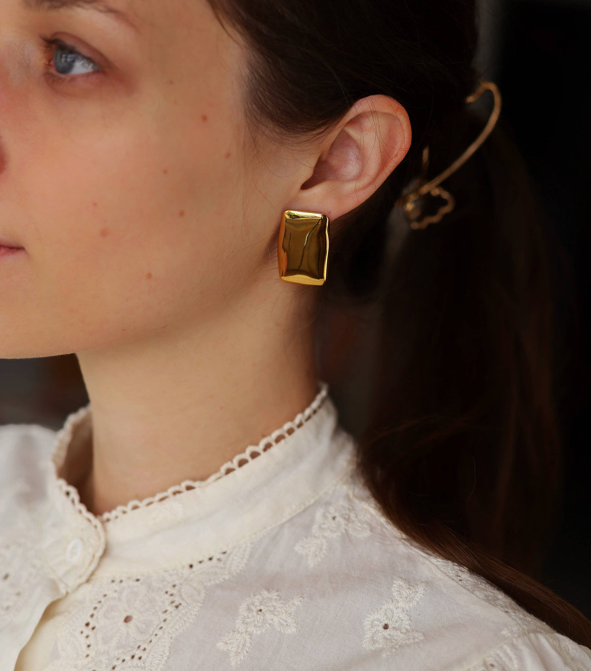 Magdalena - Large Square Gold Earrings