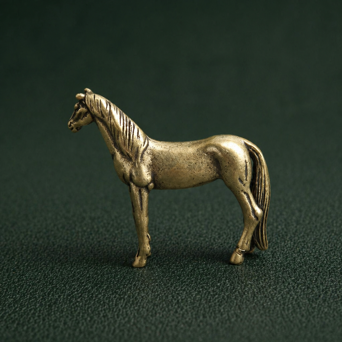 Antique Brass Galloping Horse Figurine Desktop Ornament: A1