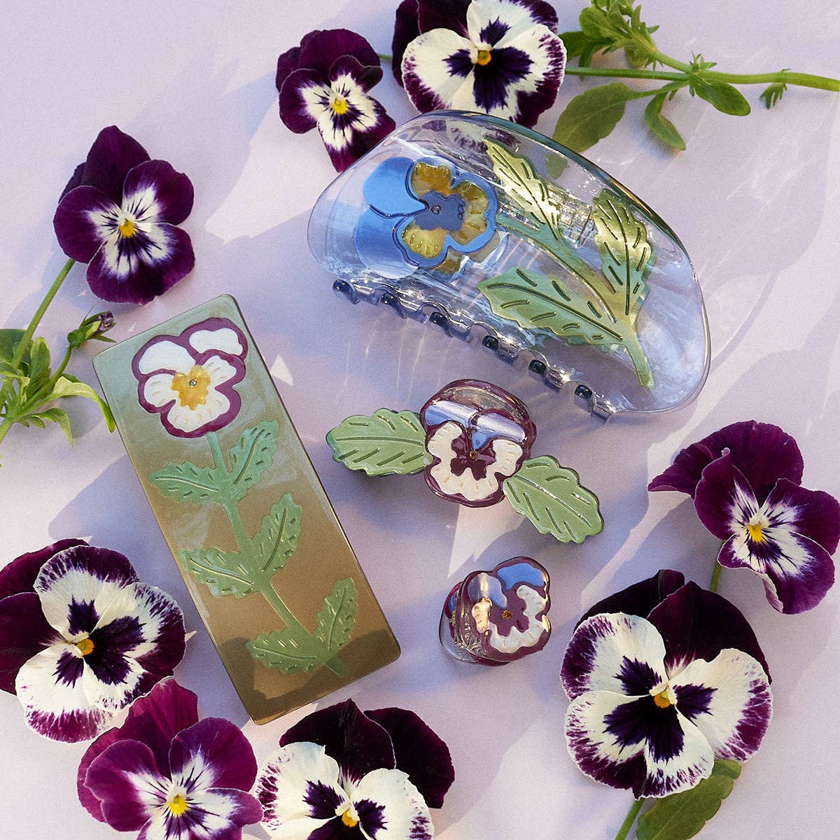 Wild Pansy Mini Claw - Small Acetate Purple Flower Hair Clip