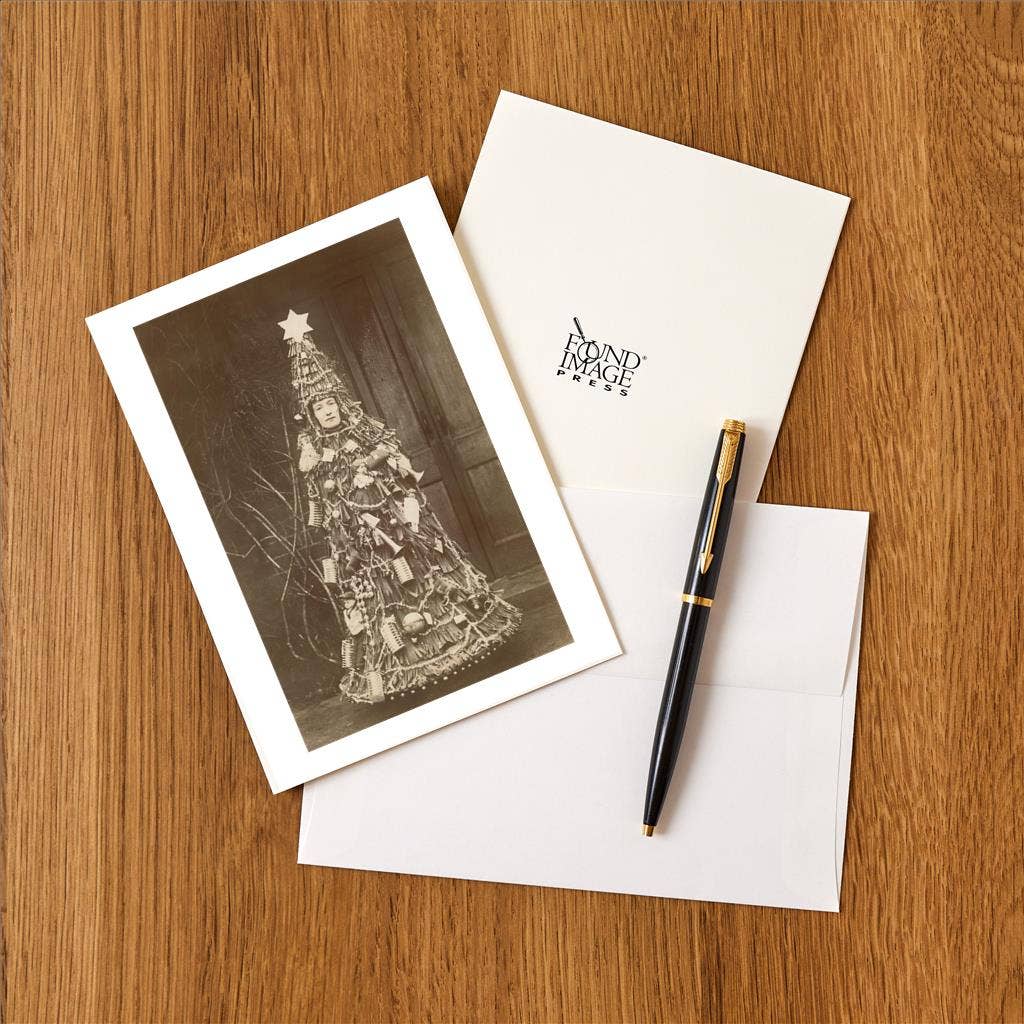 Greeting Card MC-629 Woman Dressed as Christmas Tree