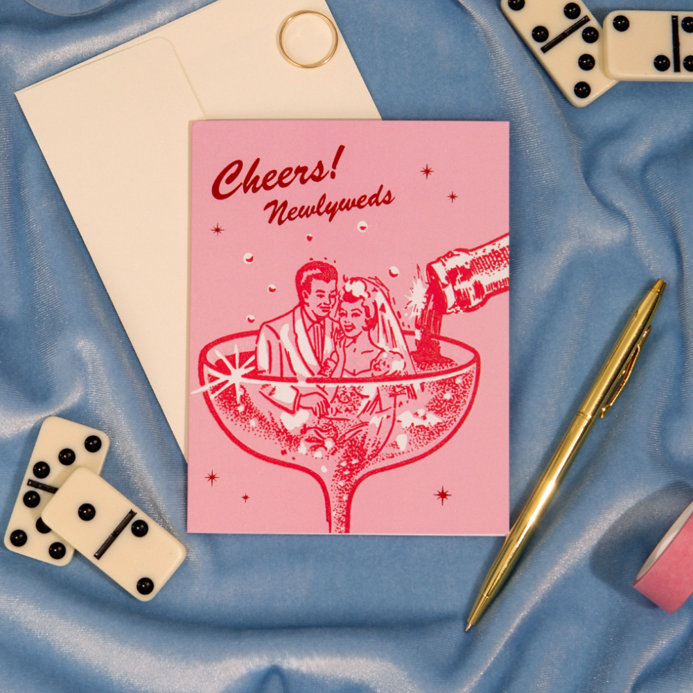 Cheers! Newlyweds – Foil Wedding ✿ Celebration Card