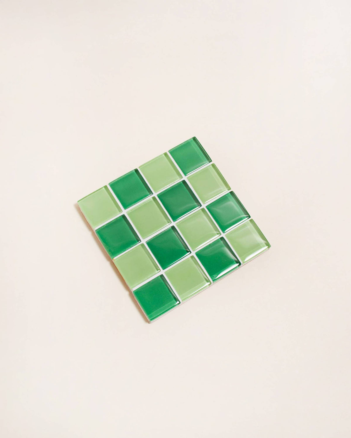 GLASS TILE COASTER - Green Apple