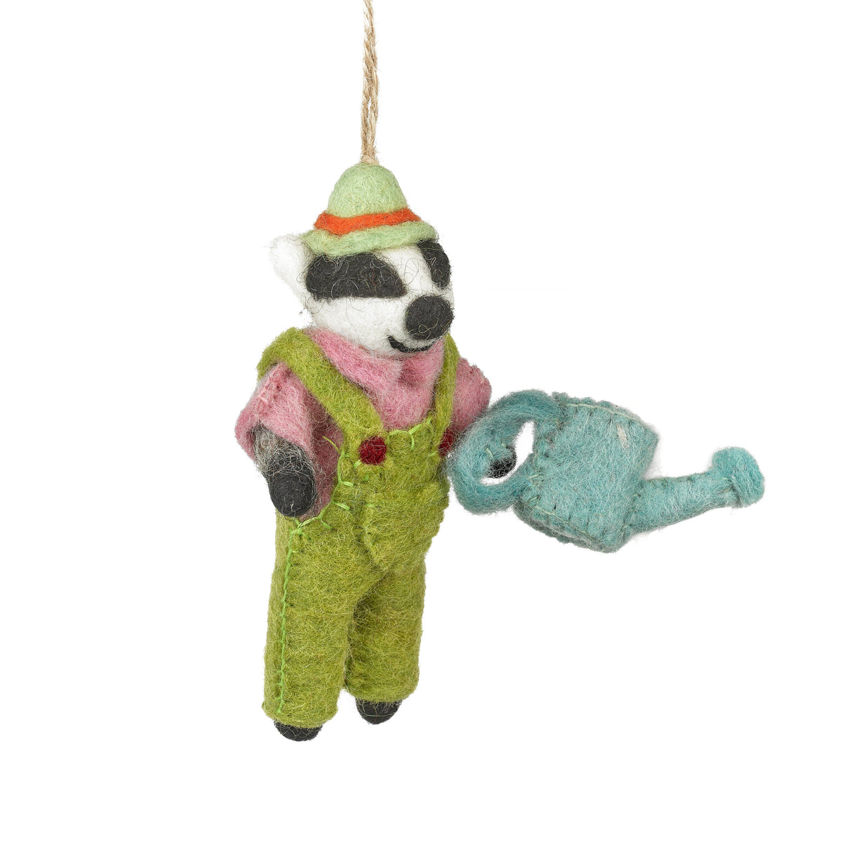 Handmade Felt Gus the Gardening Badger Ornament