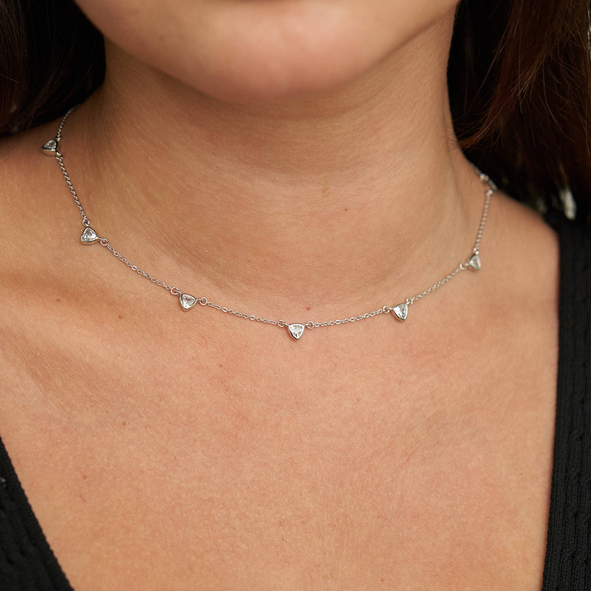 Demi-Fine CZ Drop Necklace: Yellow Gold