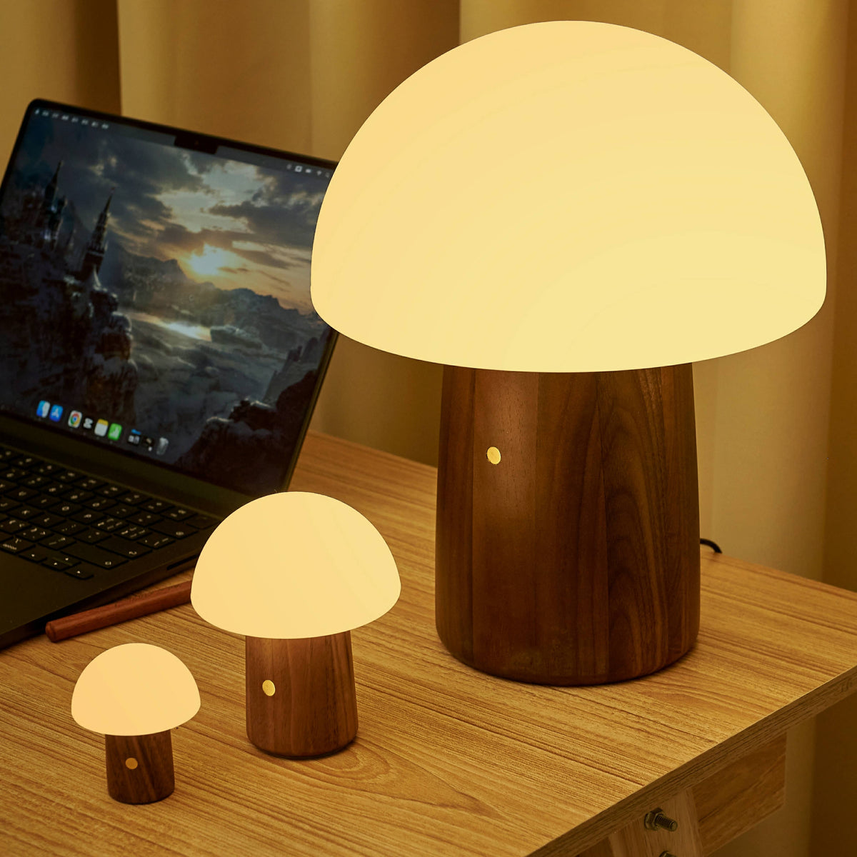 Alice Mushroom Lamp (Super Mini Size): Super Mini / Dark Walnut
