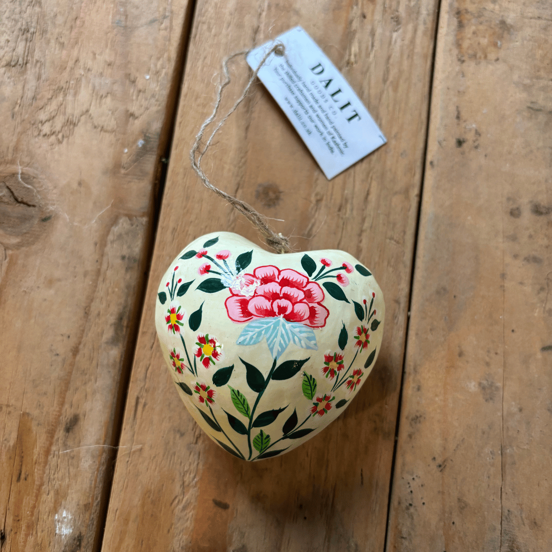 Hanging Solid Hanging Heart | Pink & Ivory Flowers