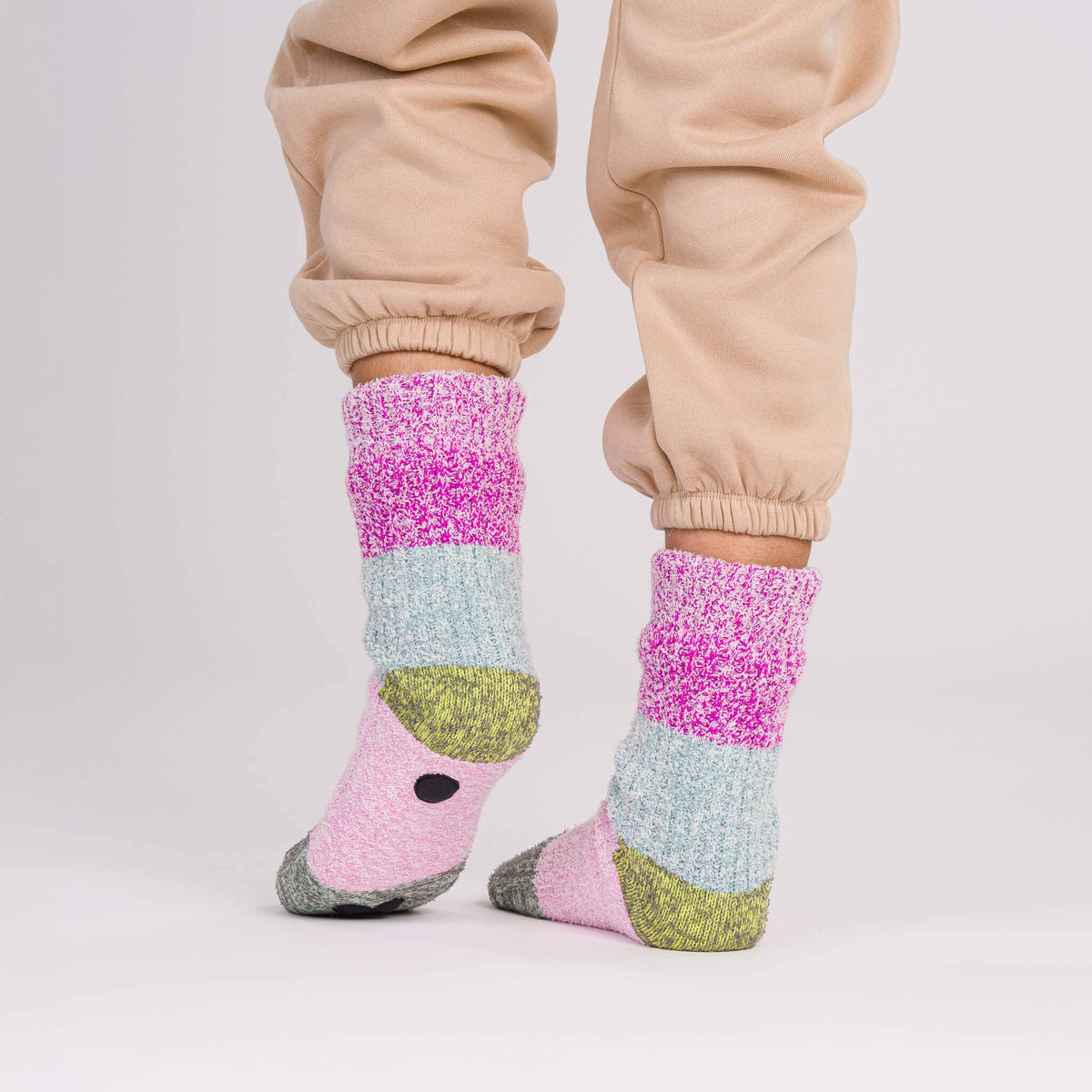Color Band House Socks: Magenta Stone Blue / L/XL - W 9.5-12.5<br>M 8-11