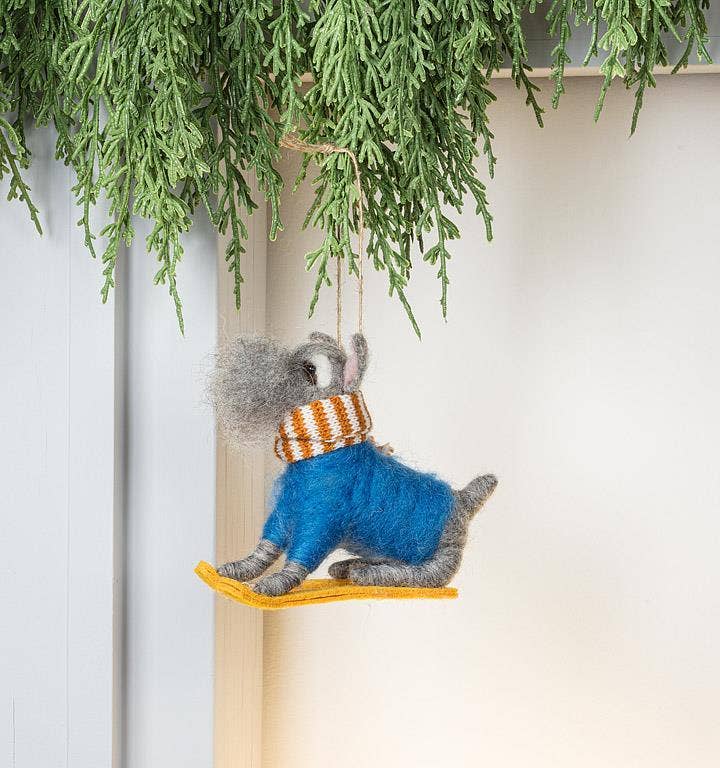 Winter Schnauzer on Sled Ornament