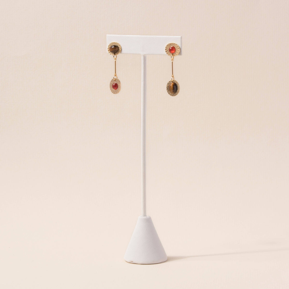Carnelian + Tiger's Eye Vintage Starburst Drop Earrings