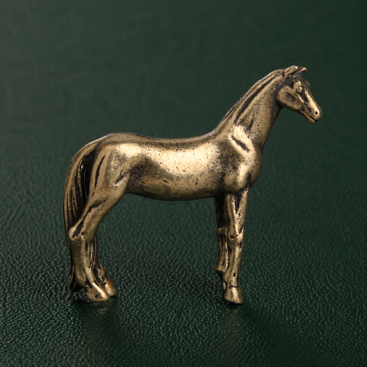 Antique Brass Galloping Horse Figurine Desktop Ornament: A1