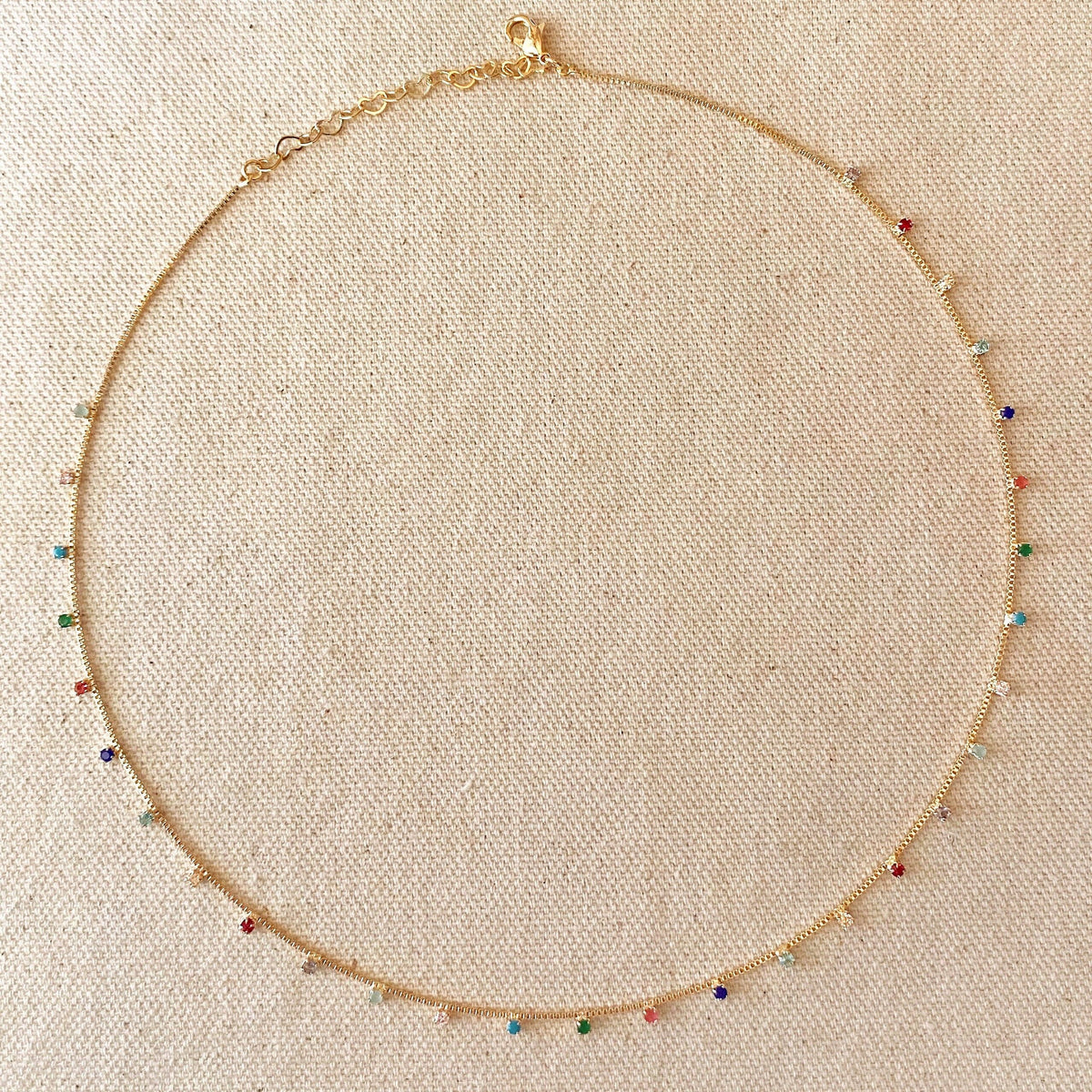 18k Gold Filled Micro Rainbow Necklace