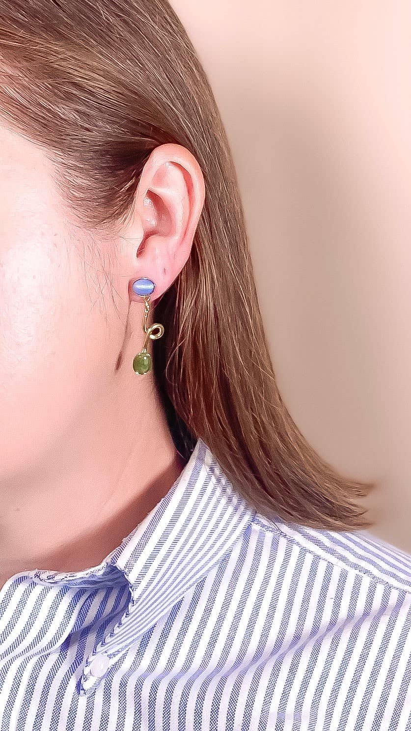 Jade + Blue Moonstone Contour Earrings