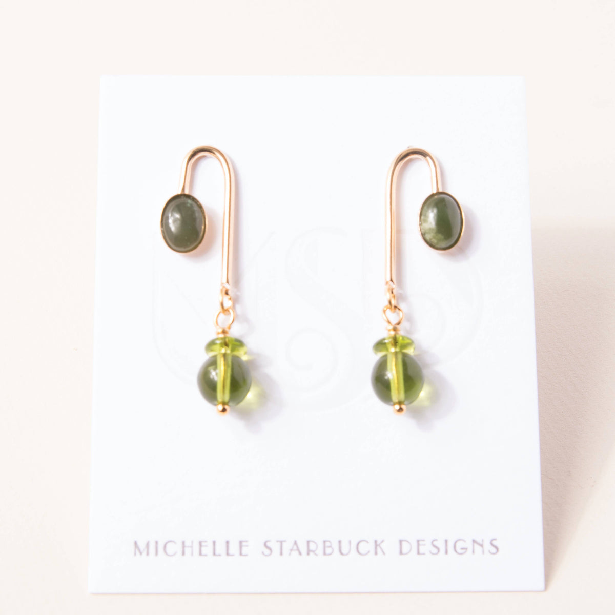 Green Asym Arch Earrings