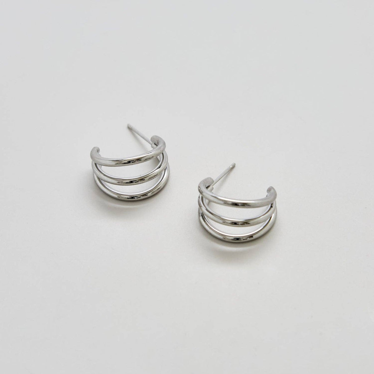 Triple Silver Hoop Earrings