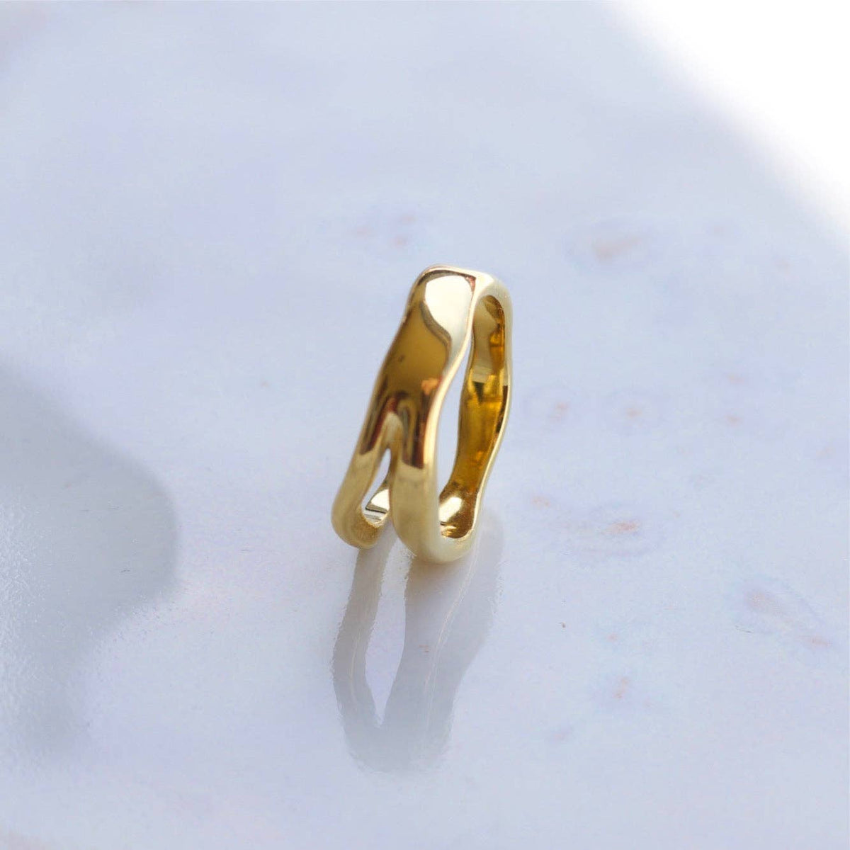 Shantina - Double Layer Wave Gold Stacking Ring