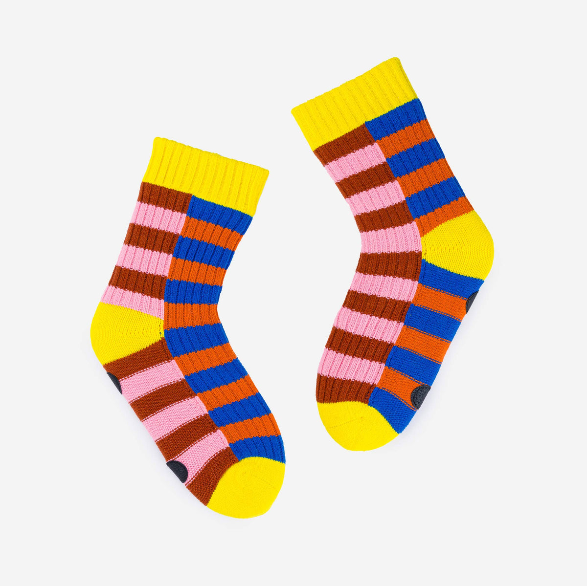 Super Stripe Knit House Socks: Cobalt Flame / L/XL - W 9.5-12.5<br>M 8-11
