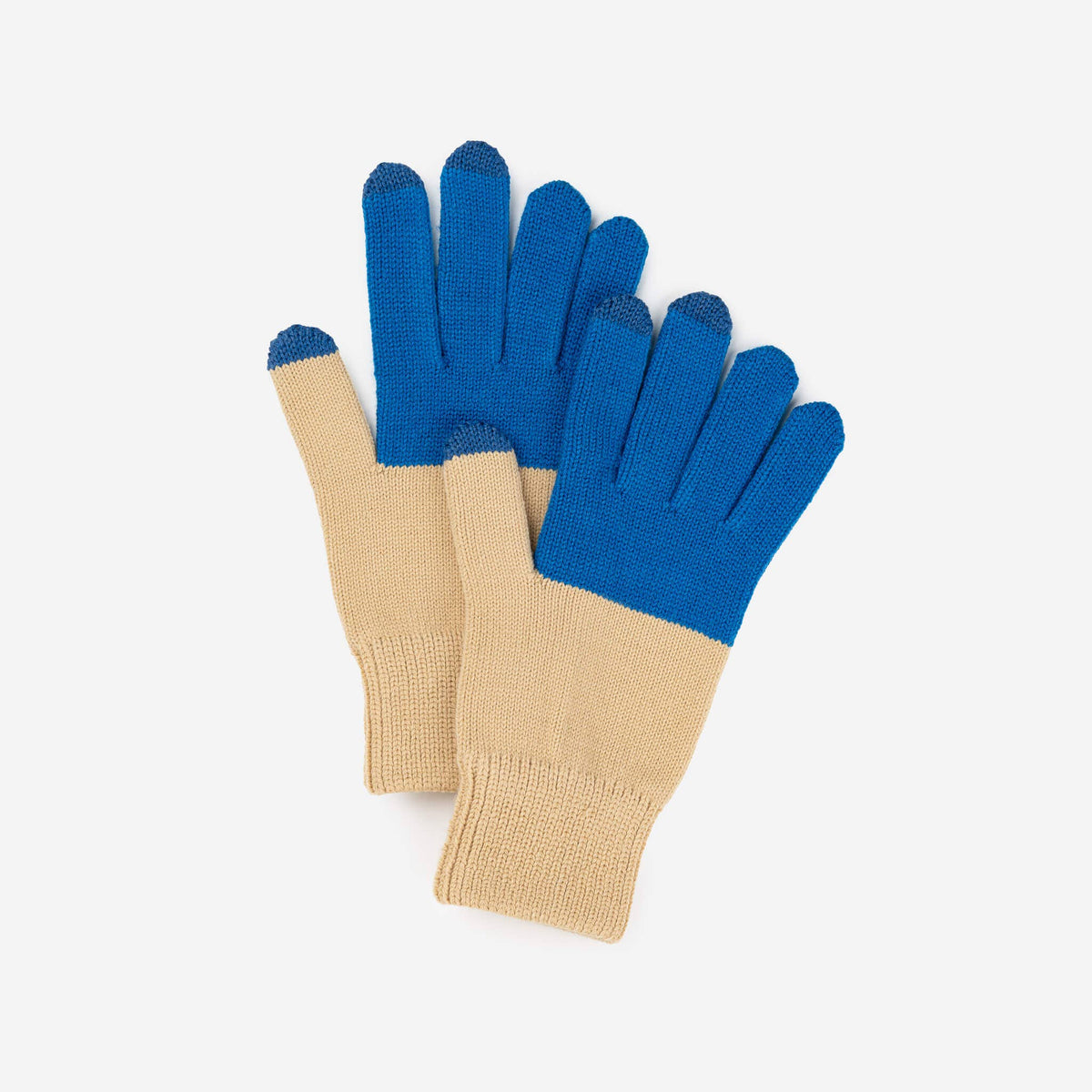Colorblock Knit Touchscreen Gloves: Cobalt Sand