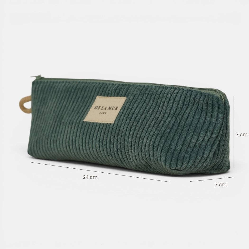 Corduroy Pencil Case – Teal (Jade)