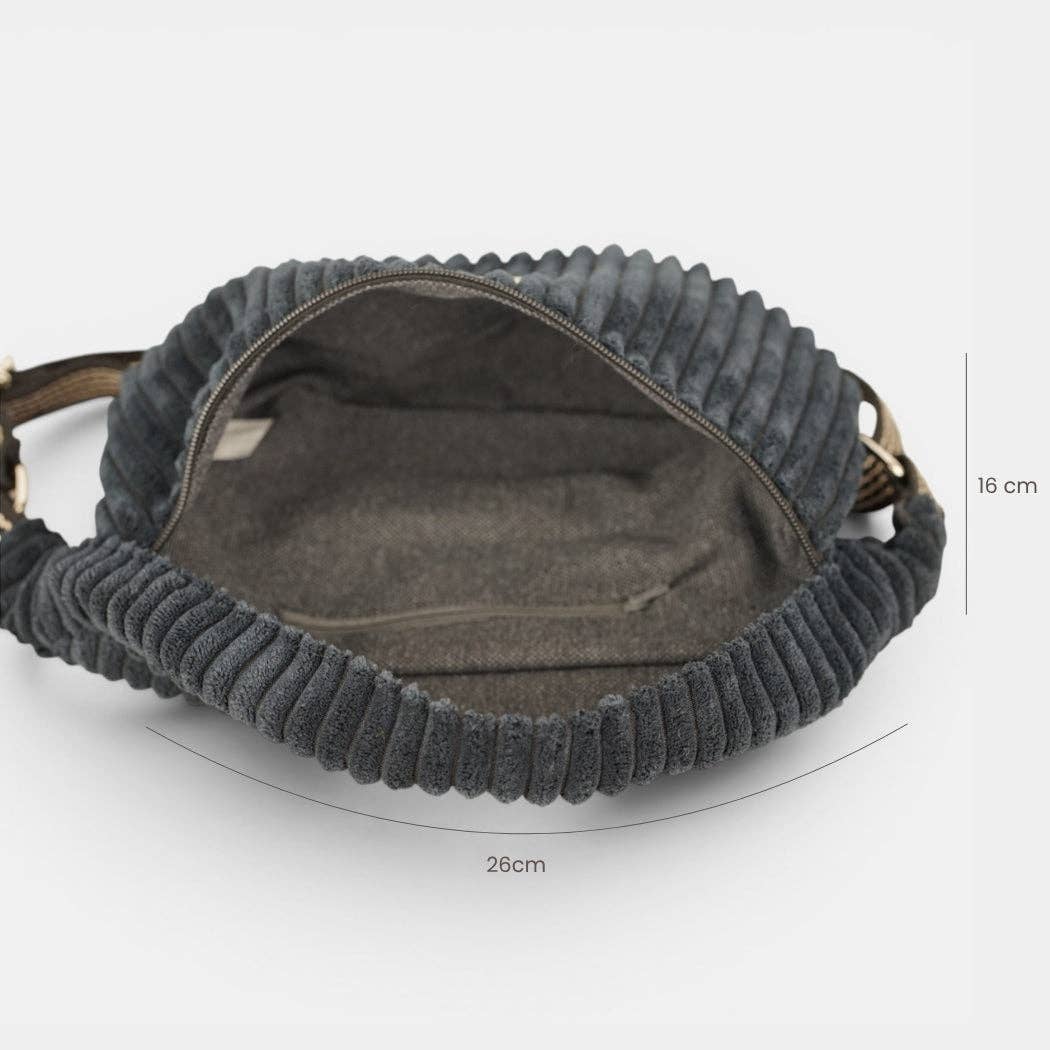 Corduroy Fanny Pack – Black (Curly)