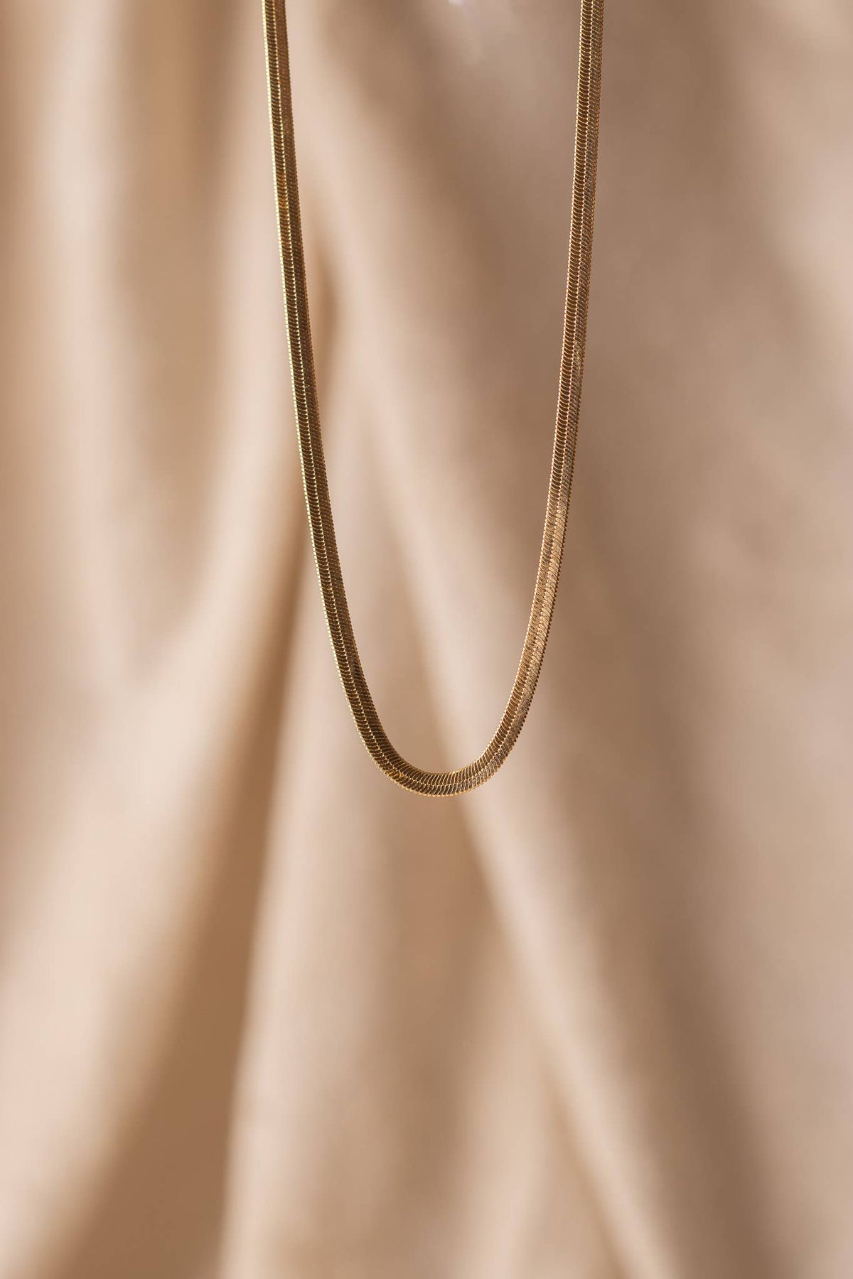 18k Gold-filled Herringbone Necklace - 18" / Midi (4mm)