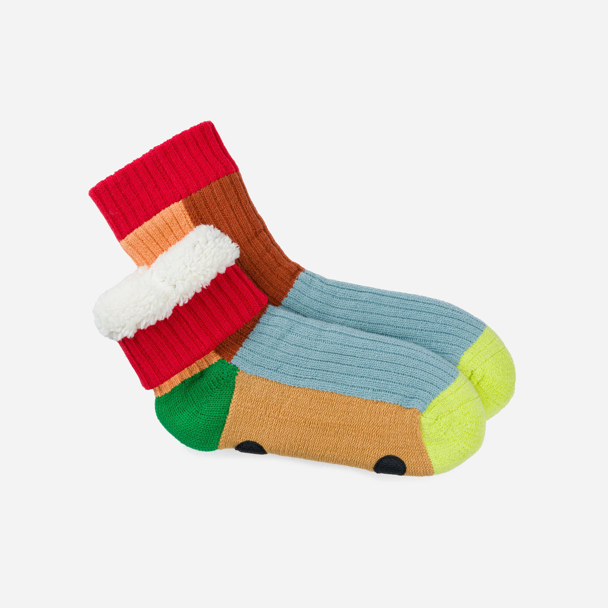 Kaleidoscope Knit House Socks: Stone Blue Rust (S/M)