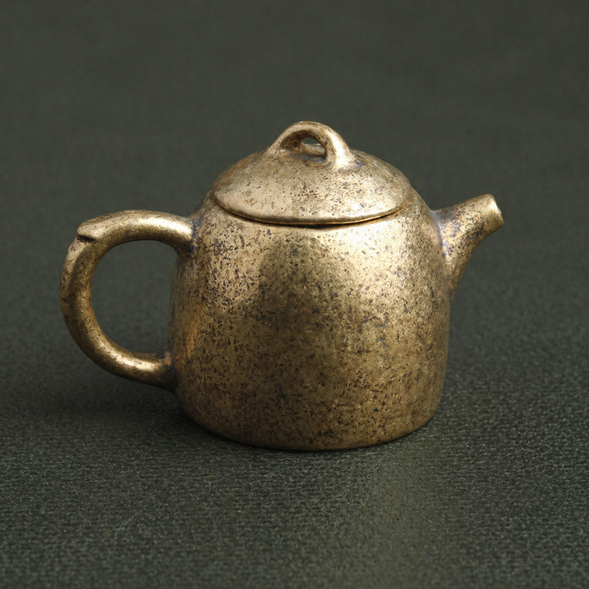 Antique Brass Miniature Tea Pet Teapot Sculpture: A1