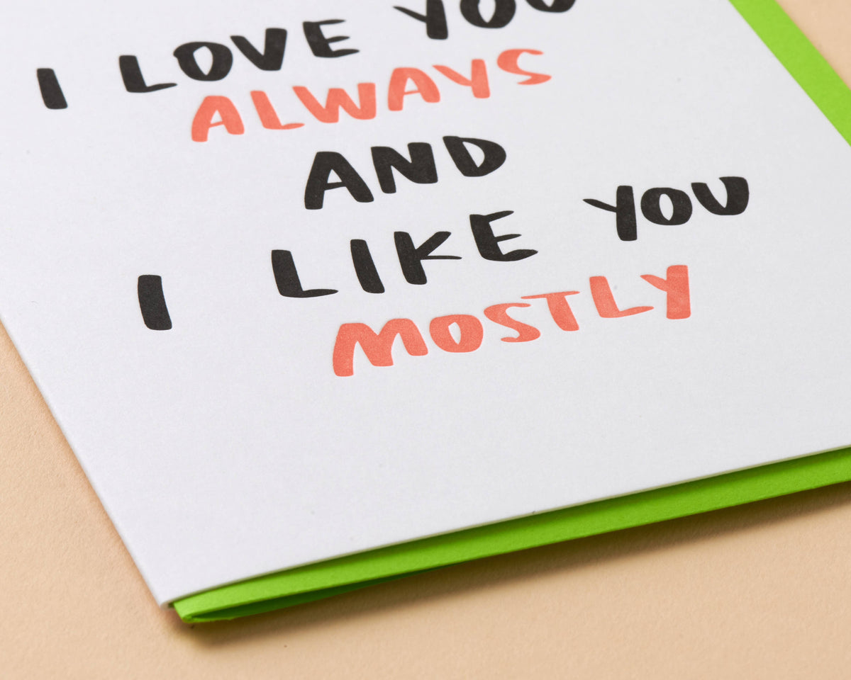 Love You &amp; Like You Anniversary Letterpress Greeting Card