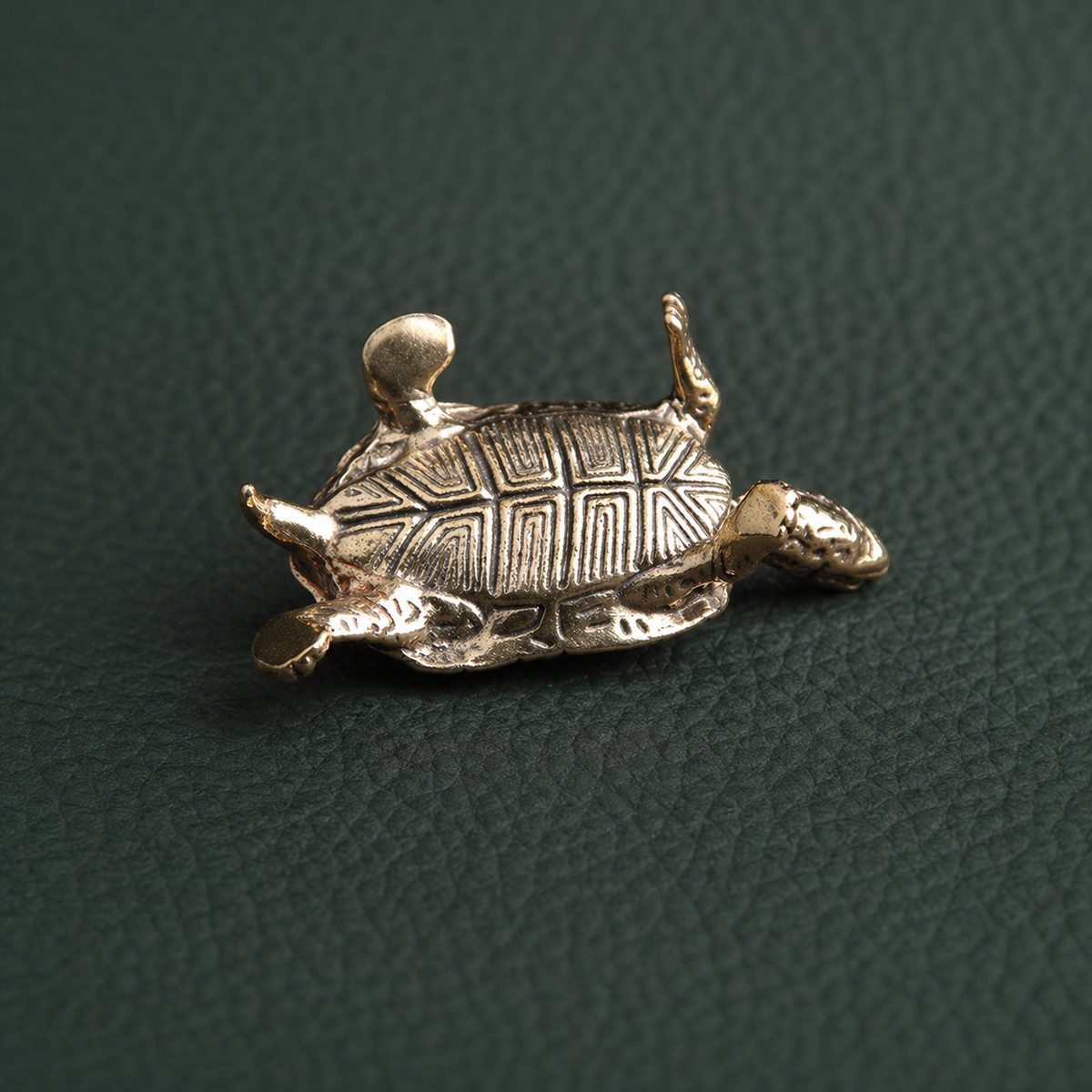 Antique Brass Longevity Turtle Figurine Desktop Ornament: A1