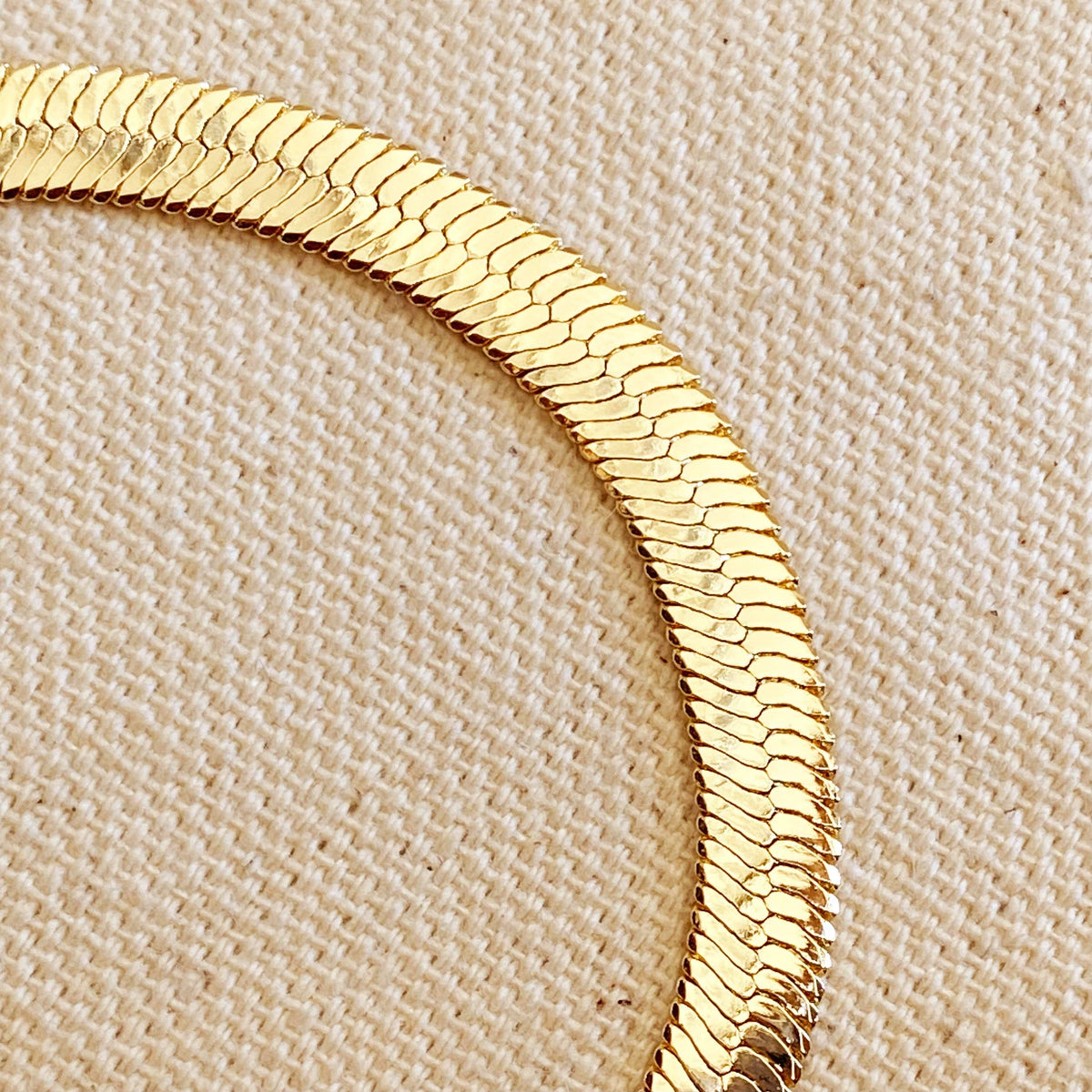 18k Gold Filled 6mm Herringbone Bracelet: 7 inches