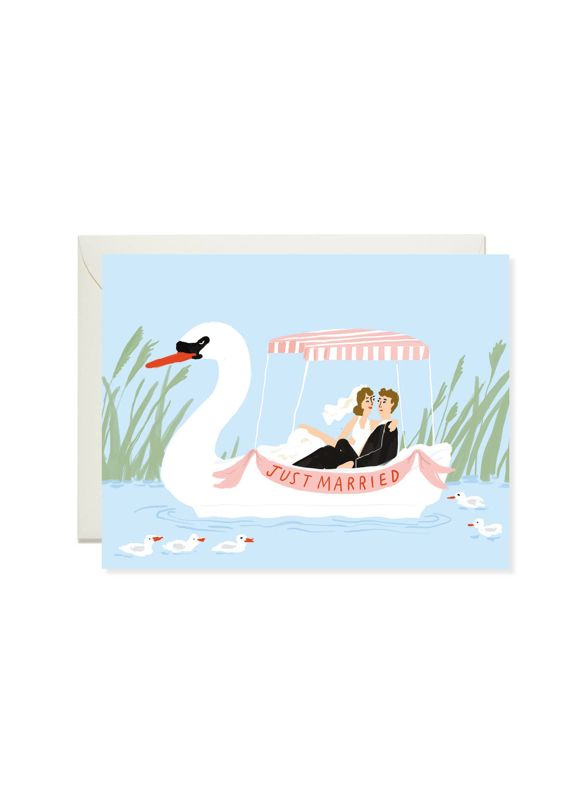 Swan Boat – Romantic Wedding Congratulations Card