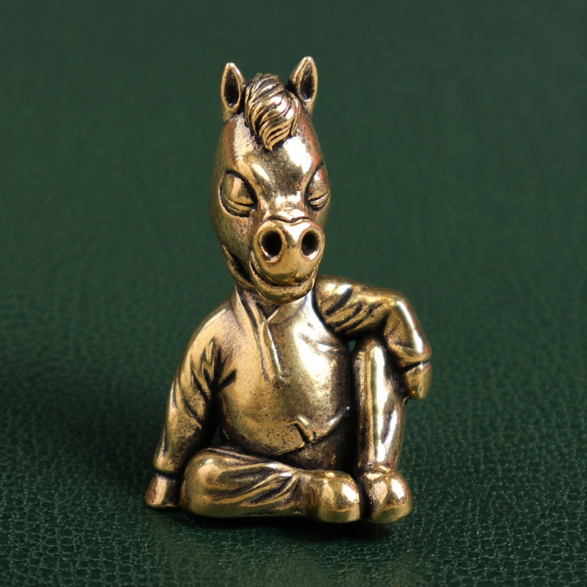 Solid Brass Seated Horse Figurine Decor: A1