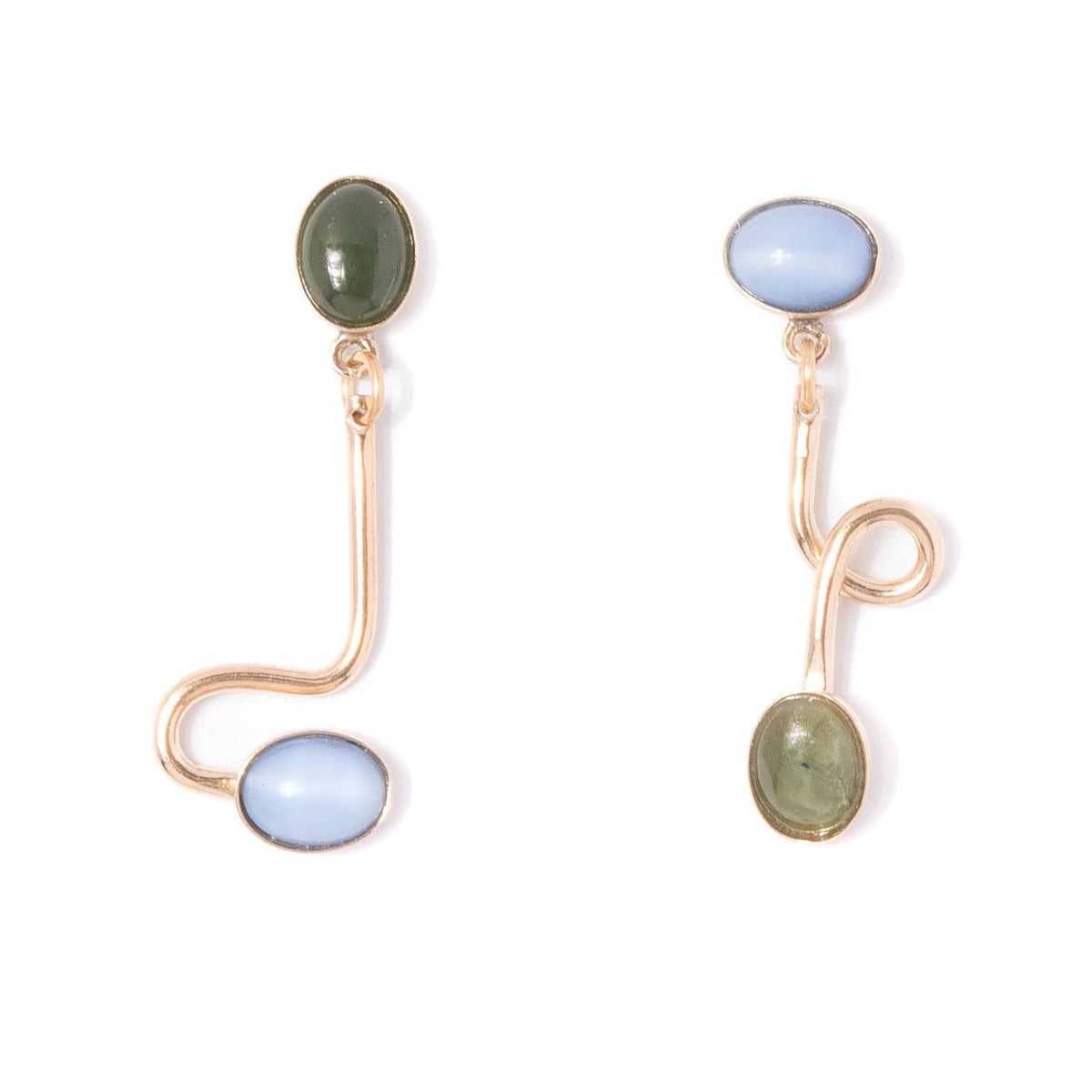 Jade + Blue Moonstone Contour Earrings