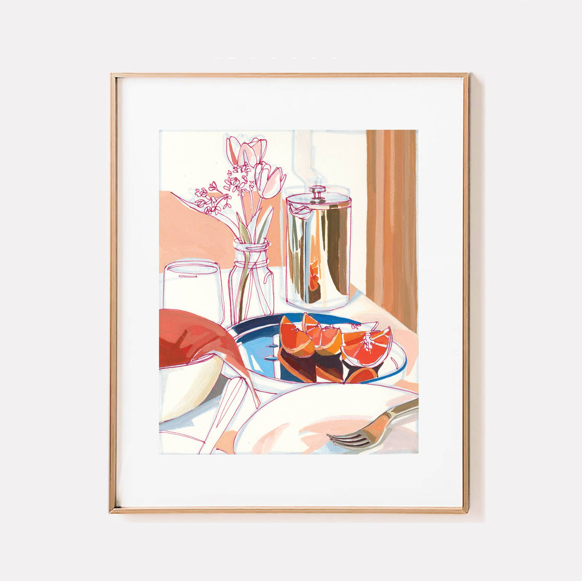 &quot;Breakfast in the Catskills&quot; Tulips and Coffee Signed Giclee: 8x10&quot;