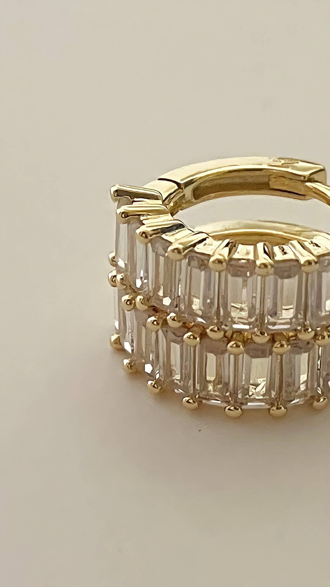 Liya Rectangle Stones Huggies- Gold